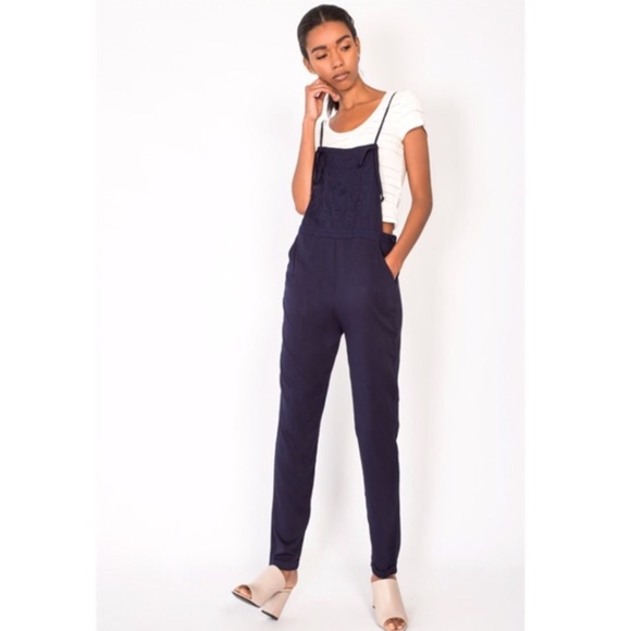 Navy Embroidered Overalls - Picture 3 of 8